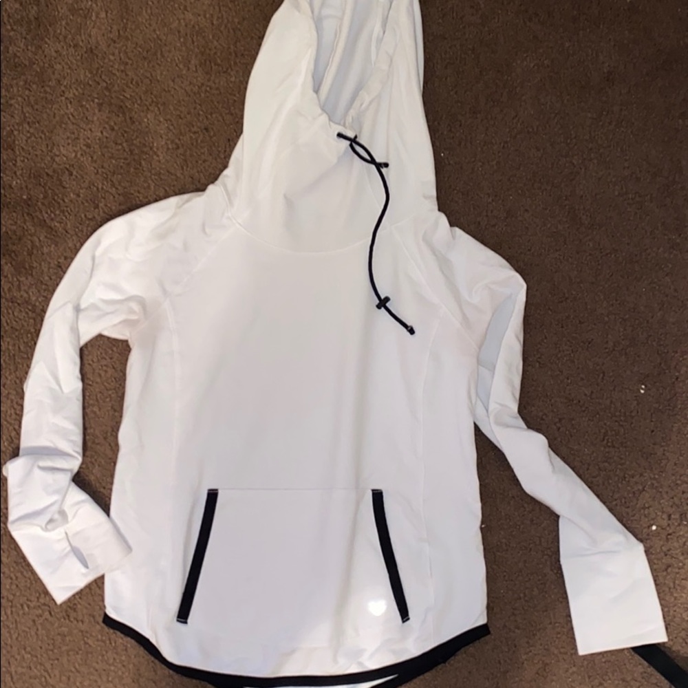 White hoodie with black accent
